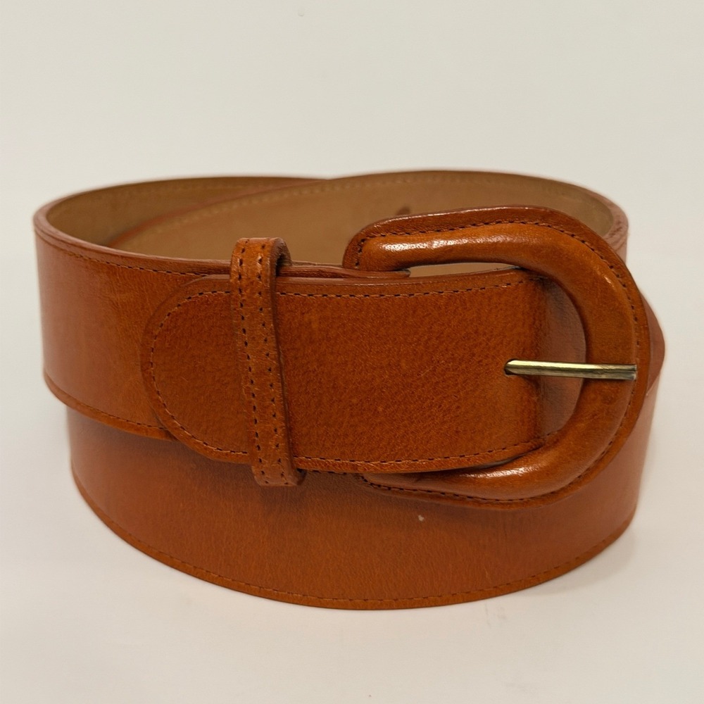 VTG Harken Brown Genuine Leather Belt Women's Small Wide Buckle 36"